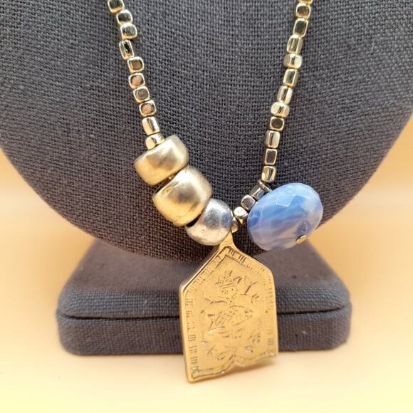 Chico's Long Pendant Necklace, Gold Bead Chain, Floral Fish Pendant, 39 Inches - Picture 2 of 11